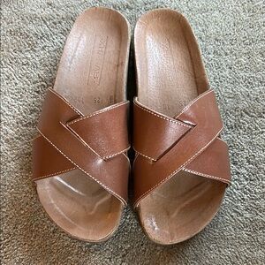 Brown Cross Strap Sandals